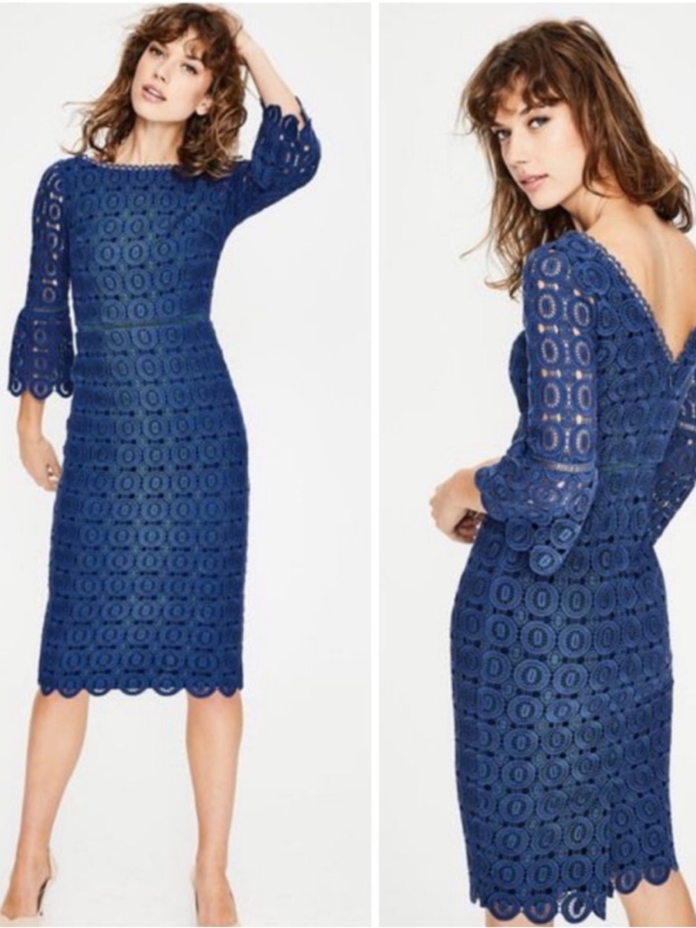 Boden Rhiannon Lace Midi Dress In Opulent Blue US 12R
